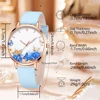 elegant Blue Five Piece Round Head Watch Quartz Watch Blue Love Alloy Accessory Set Women's Watch Accessory Set 4