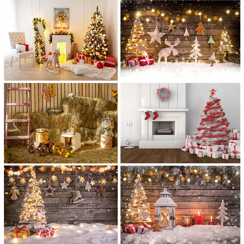 

SHUOZHIKE Christmas Theme Photography Background Snowman Christmas tree Portrait Backdrops For Photo Studio Props YXX-92