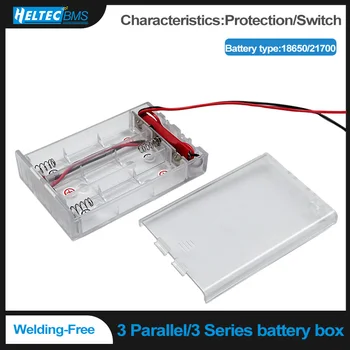 Portabatterie 18650/21700, Scatola per Batterie a 3 Slot, Connessione Serie/Parallela, Con Interruttore, Con Scheda di Protezione