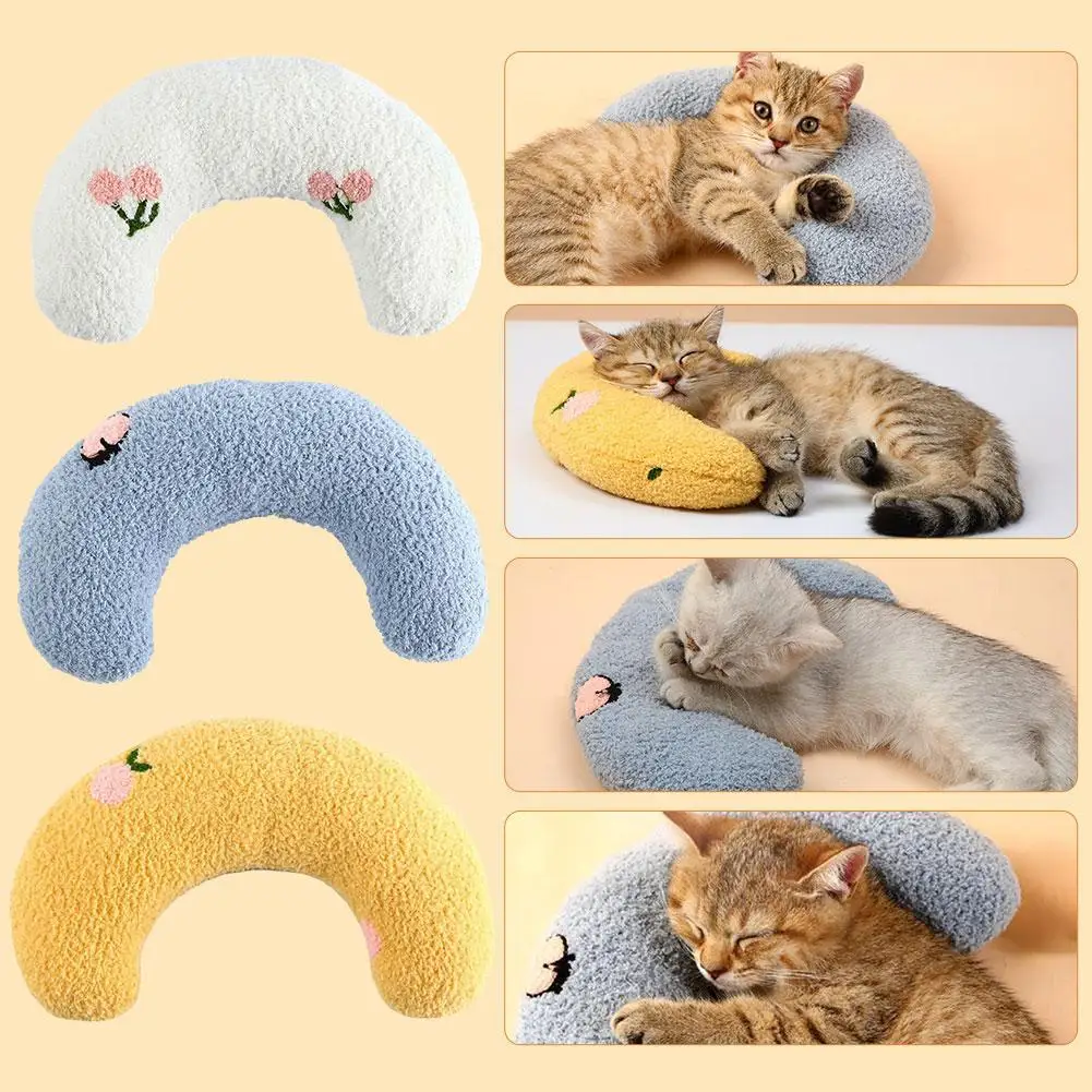 

Pet Sleeping Pillow Ultra Soft Fluffy Dog Cat Fashion Cute U-shaped Pillow Kitten Headrest For Cats Indoor Soft Calming Toy