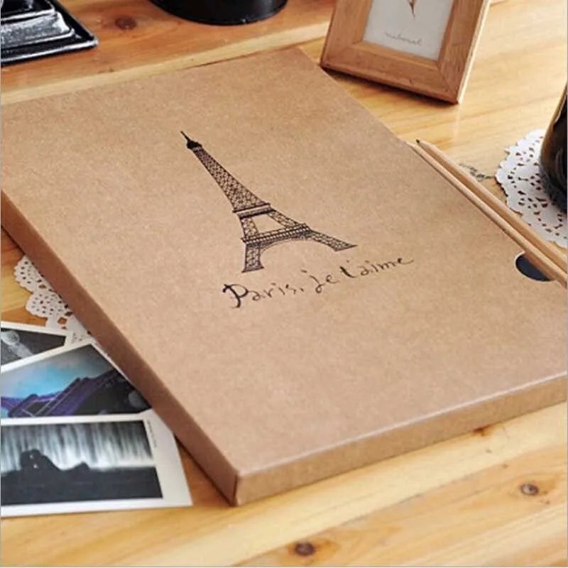 High Quality Romantic Eiffel Tower Photo Album A4 Handmade Vintage DIY Scrapbooking Photo Album Card Stock