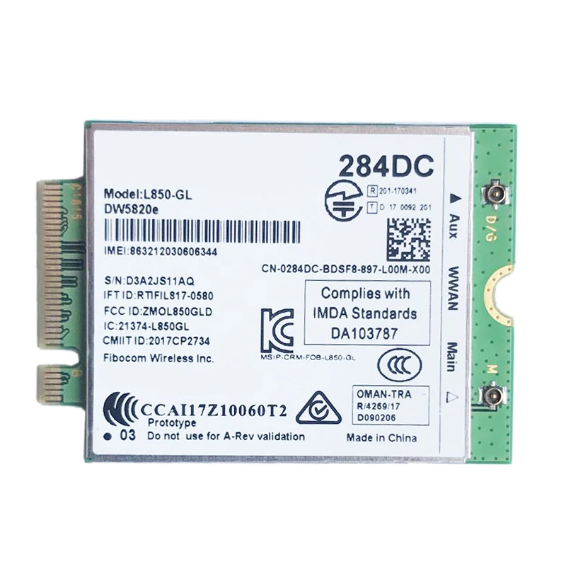 LTE 4G Card Module DW5820E L850-GL 0284DC 284DC For Dell Laptop 3500 5400