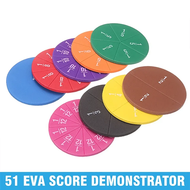 51PC Circular Numbered Fractions Mathematics Teaching Tool EVA Round Shape Fractions Instrument Montessori Educational Math Toys 6