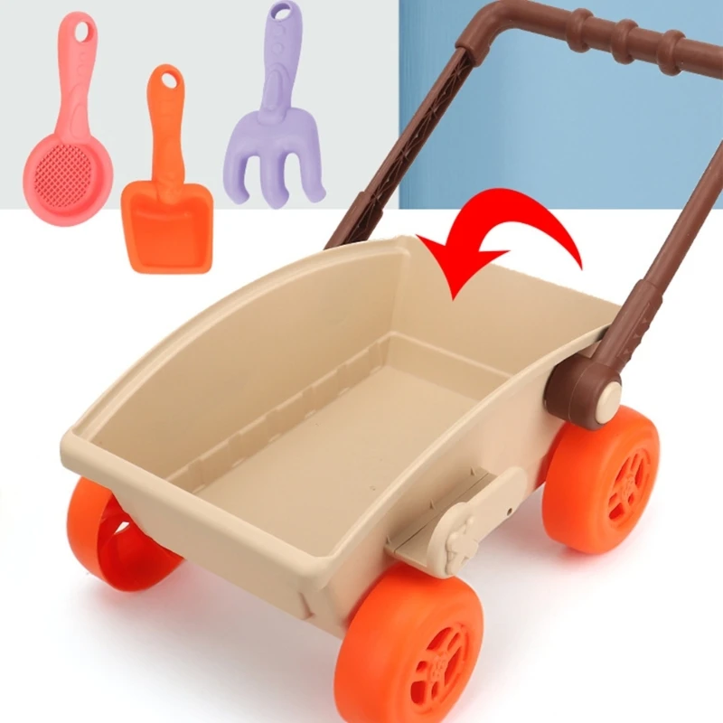 Beach Game Set for Toddlers Sandcastles Playset Sand Mold Cart Toy Kids Summer Gift Sand Building Child Water Toy 22PCS 4