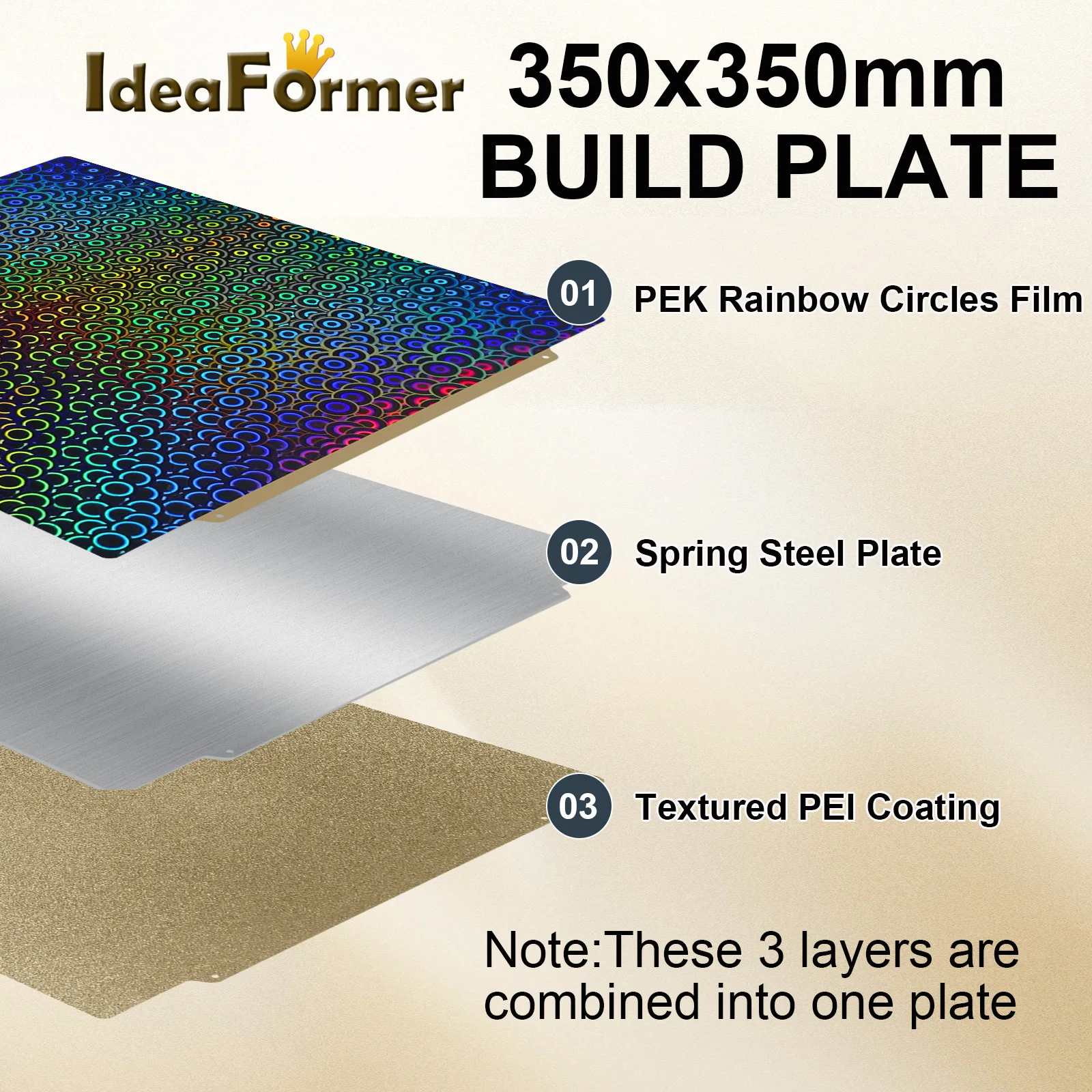 Enhanced 350x350mm PEI Sheet with Smooth PET Textured Magnetic Base for 3D Printer Build Plates