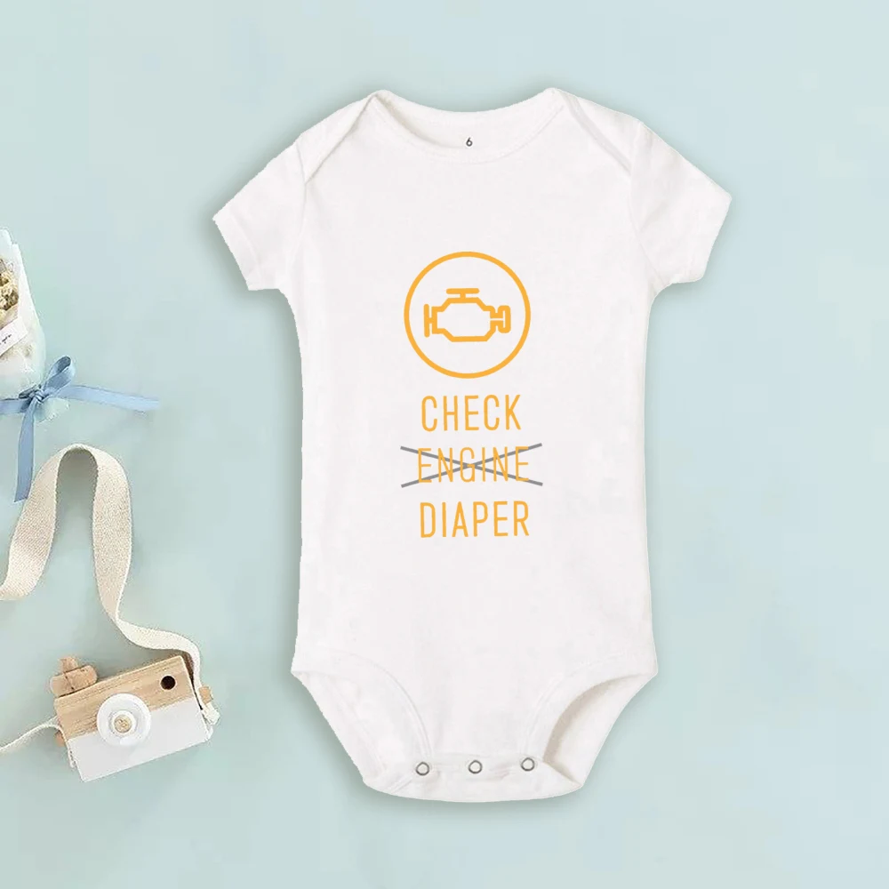 Lustige Poopy Windel Baby Strampler Check Engine Baby Body Niedliche Mechaniker Säuglingsbodys Jungen Mädchen Kleidung Neugeborenes Geschenk – Detail 17