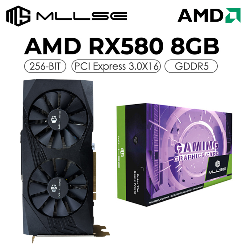 Cheapest MLLSE Graphics Card AMD Radeon RX 580 8GB 2048SP Placa De Video GDDR5 256-bit PCI Express 3.0 Ã16 Desktops Gaming GPU