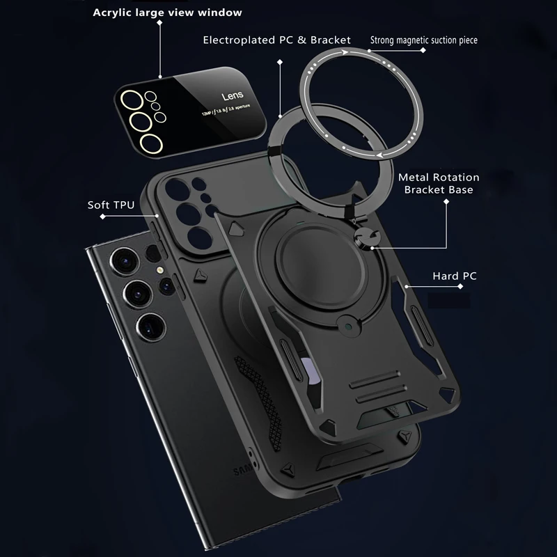 Coque téléphone magnétique avec support bague pour samsung_voghion.com