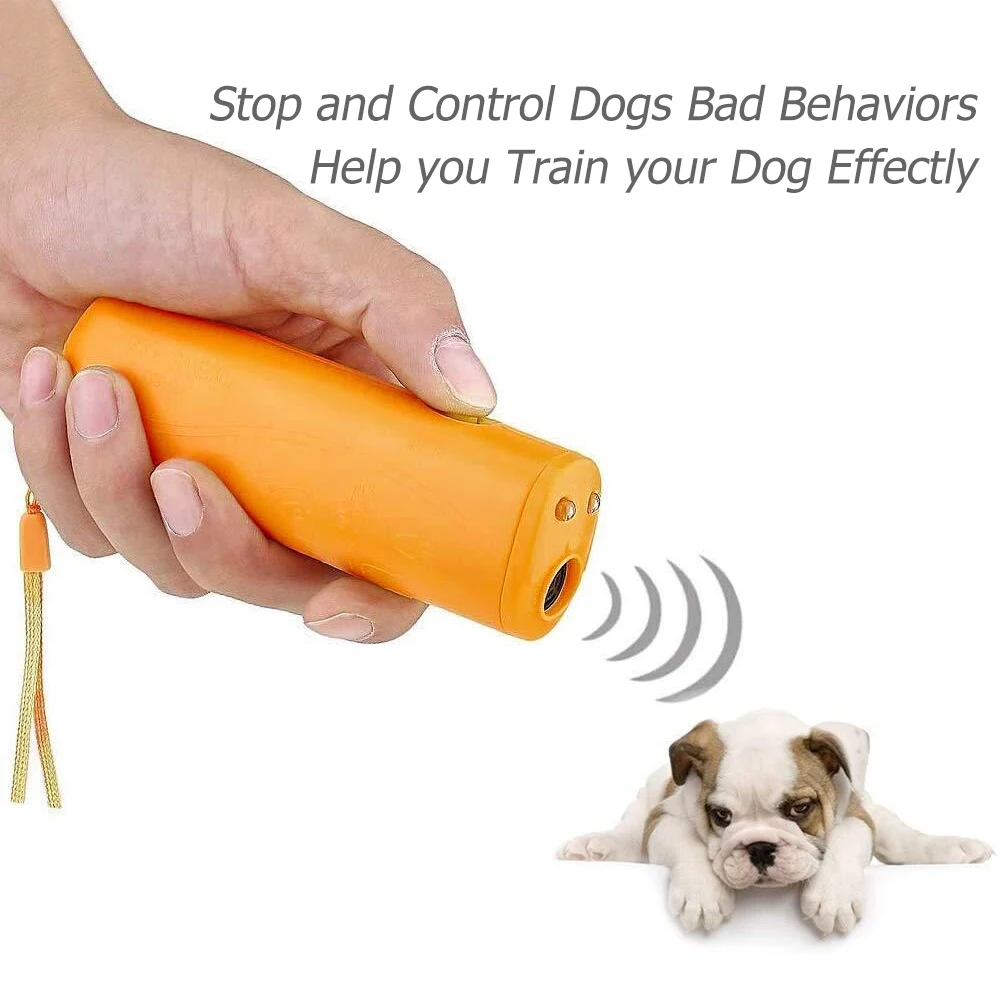 Dog Bark Deterrent Pet Bark Arrester 3 in 1 Dog Whistle Anti Barking Device Ultrasonic Dog Repeller Stop Barking Control Training Tool with Light