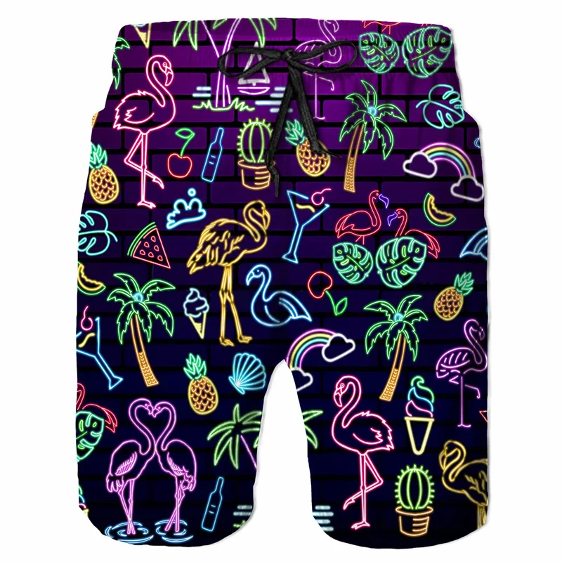 Cartoon Music Colorful Graffiti Beach Shorts Men 3d Print Swim Trunks Summer Surf Board Shorts 80s 90s Street Short Pants 4