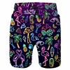 Cartoon Music Colorful Graffiti Beach Shorts Men 3d Print Swim Trunks Summer Surf Board Shorts 80s 90s Street Short Pants 4
