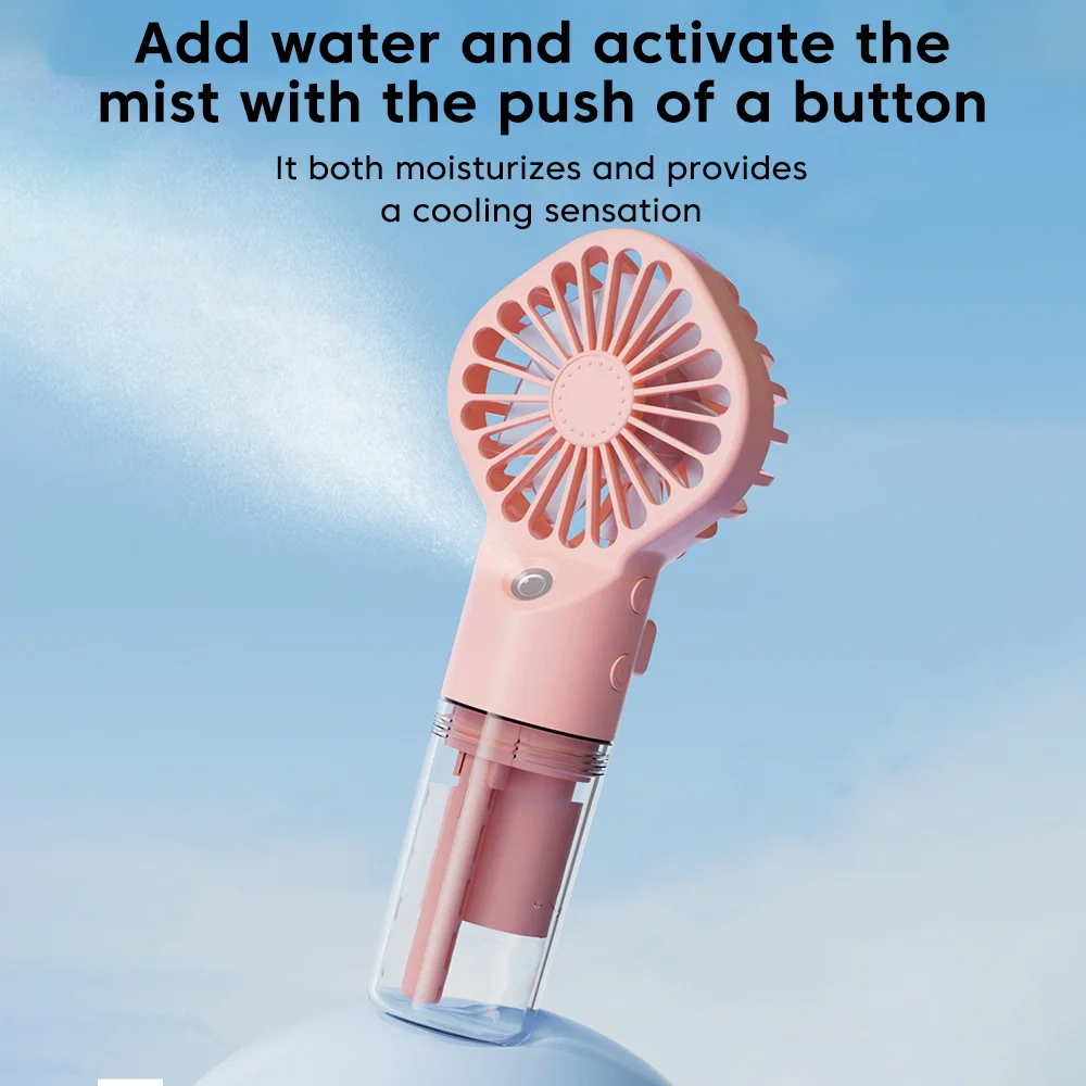 Compact Rechargeable Handheld Mist Fan with Humidifier