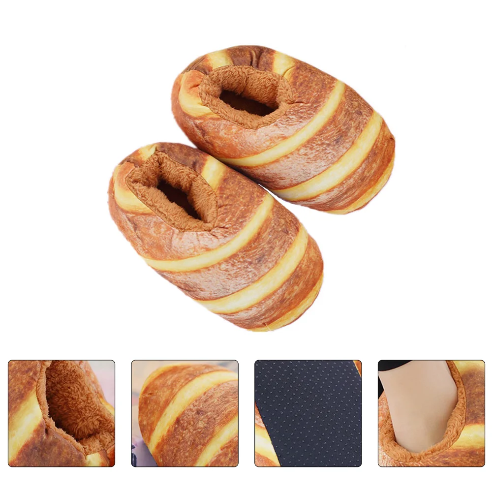 

1 Pair Heel Wrapped Sandals Warm Winter Slippers Simulation Bread Slippers