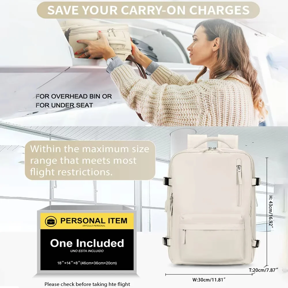 Cabin Backpack for Women & Men, Anti-Theft Waterproof Executive Laptop Backpack for Airplane Travel, College Large Travel bag 6