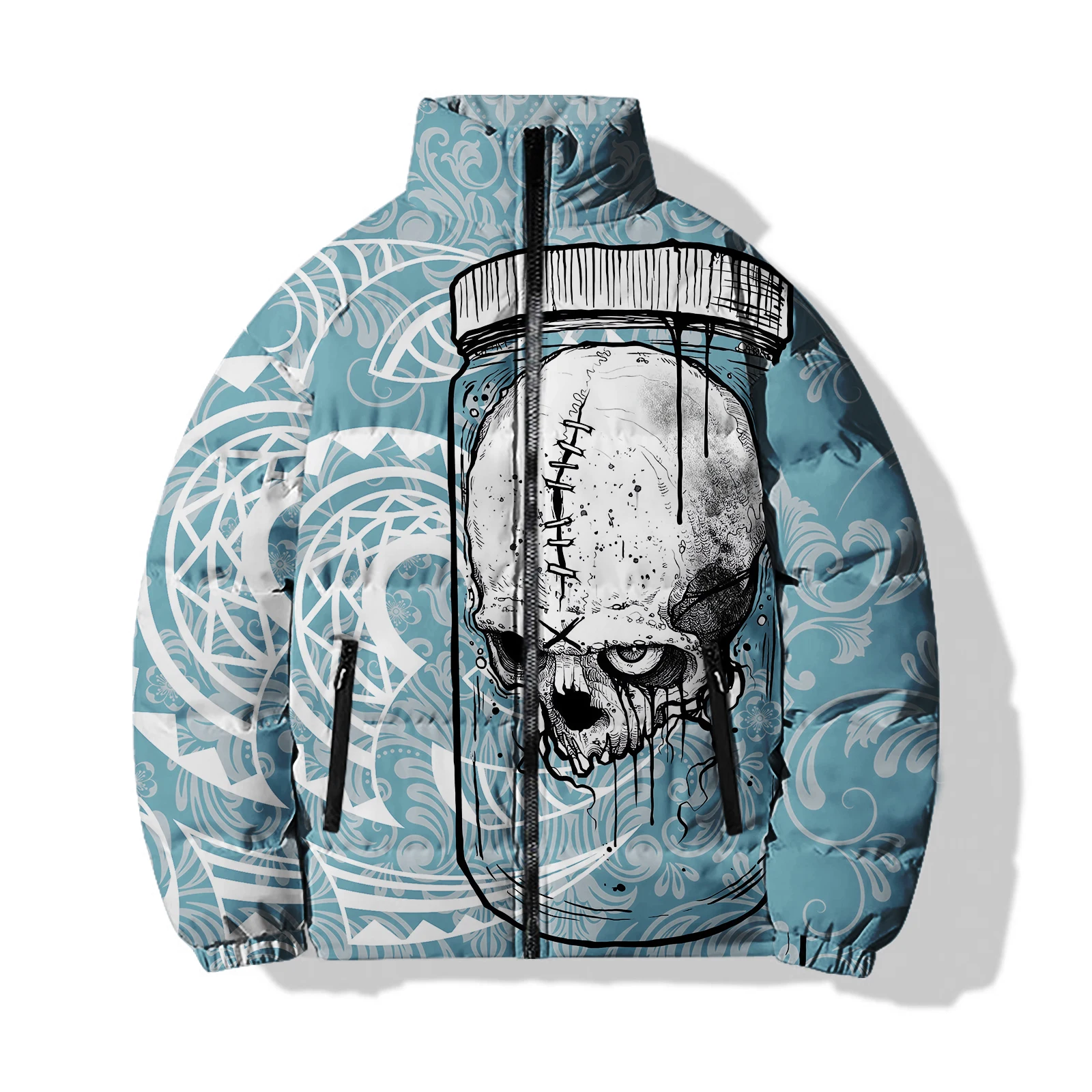 Chaquetas de invierno para hombre con diseño de esqueleto, modernas y cálidas con estampado 3D, nuevas |-f-| Chaquetas de plumas para hombre 2024, moda genial, nuevas en parkas de hueso