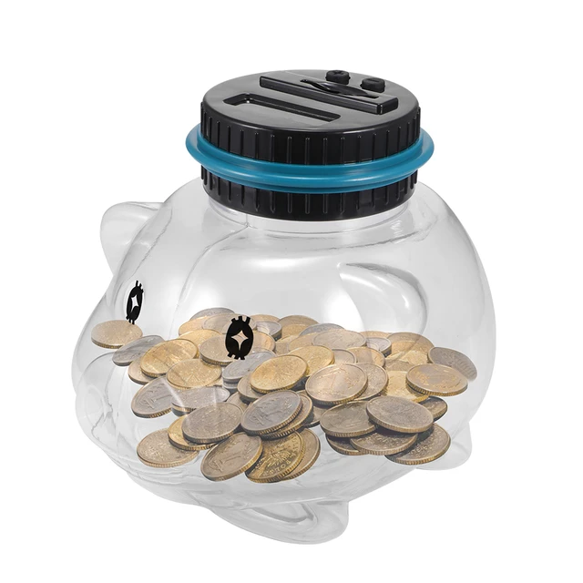 Black Series Digital Coin-Counting Money Jar with LCD Screen, Gray