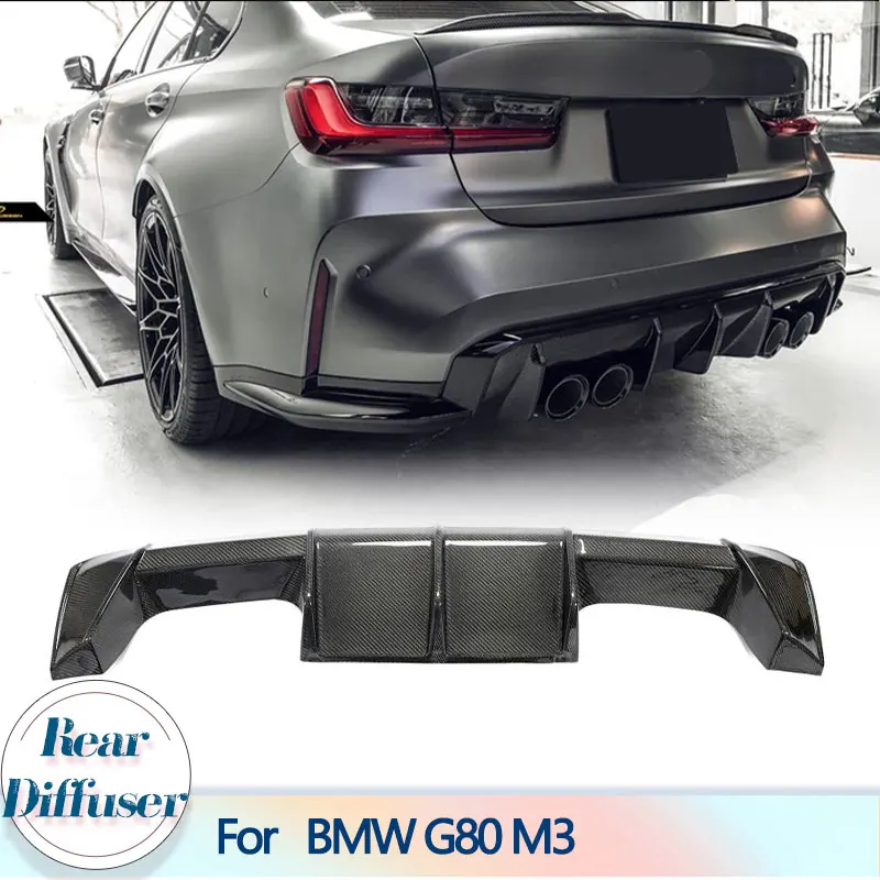 

Car Rear Bumper Diffuser Lip Spoiler For BMW G80 M3 Sedan 4-Door 2021 2022 Carbon Fiber Auto Racing Rear Diffuser Lip Body Kit