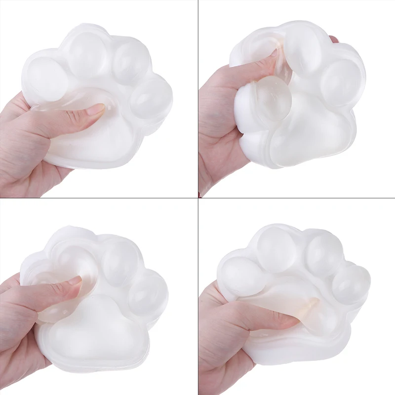 White Cat Claw Mini Cat Paw Pinch Toy Slow Rebound Transparent Cube Stress Relief Toy Squeeze Gift For Kids