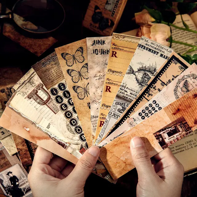 Set 30 Segnalibri Carta Vintage - Motivi Artistici - Per Appunti E Lettura - 4x15cm - Foto 10