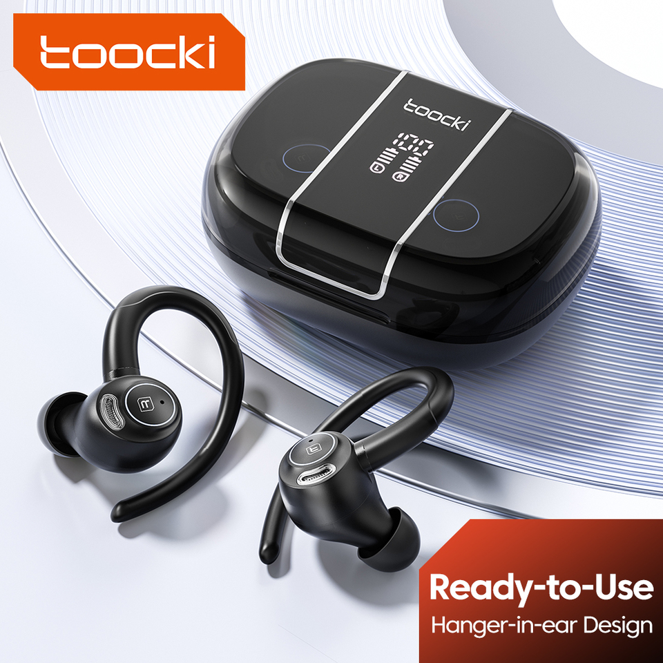 Toocki Wireless Bluetooth 5.3 Headphones Tws Waterproof Earbuds Earphones Digital Display Sport Headset For All Smartphone