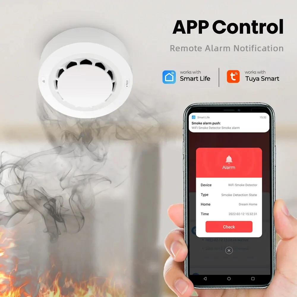 Tuya Zigbee Smoke Sensor Fire Alarm Detector Home Security Alarm Should Work with Tuya Zigbee Hub Smoke Alarm