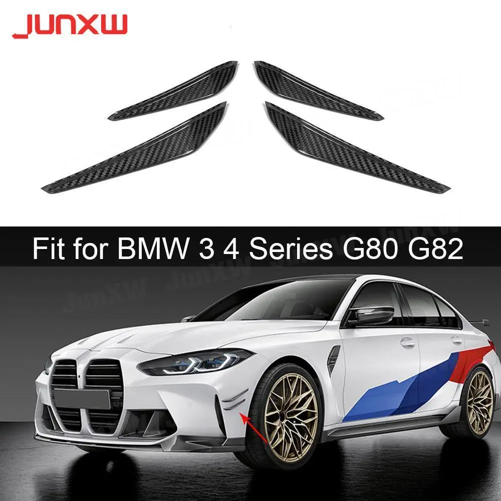 

Dry Carbon Fiber Front Bumper Side Canards Fin Flaps Trims for BMW 3 Series 4 Series G80 G82 G83 M3 M4 2021 FRP Bumper Trim