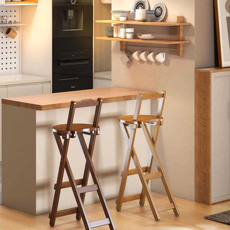 Bamboo Small Dining Chair Foldable Art Stool Multi-Functional Bar Chair Simple and Stable High Foot Stool