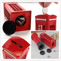 13cm Decoration London Telephone Booth Money Box Mailbox Ornament Piggy Bank Metal Crafts Decoration 1