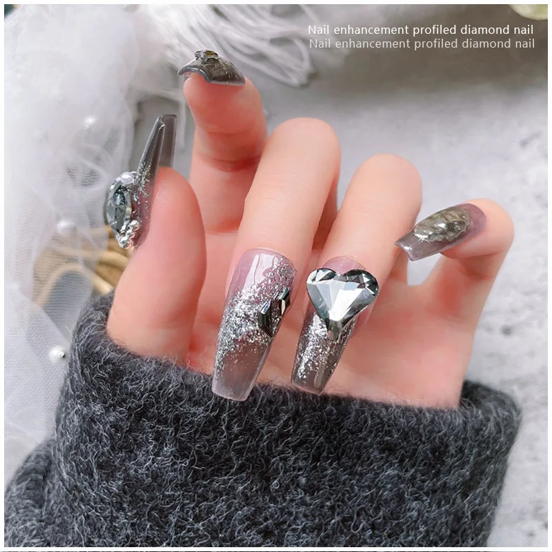 20PCS 스파클 작은 모양의 드릴 다이아몬드 블랙 네일 아트 라인 석 쥬얼리 하트 장식 매니큐어 믹스 모양 장식 매력