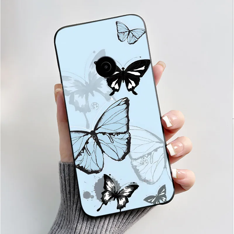 Cute Flower Cartoon Soft Silicone Phone Case – Black Printed Shell Cover