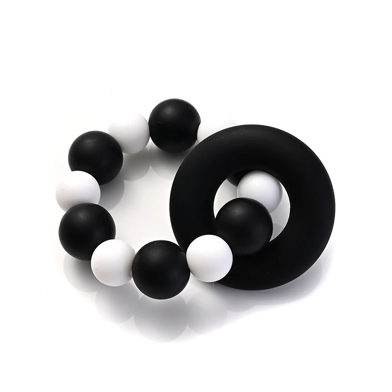 Baby Nursing Bracelets Teether Toys Silicone Beech Ring Beads Teething Wood Rattles Fidget Toys Newborn Accessories BPA Free 5