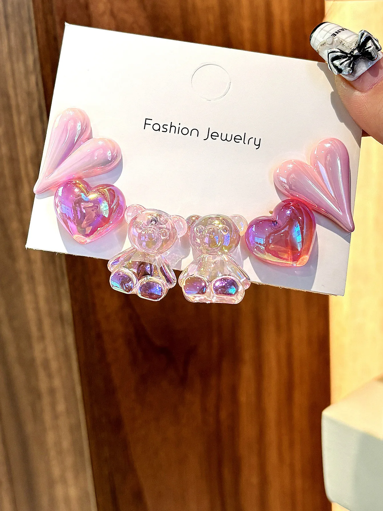 Charm Cute Pink Bear Love Earrings