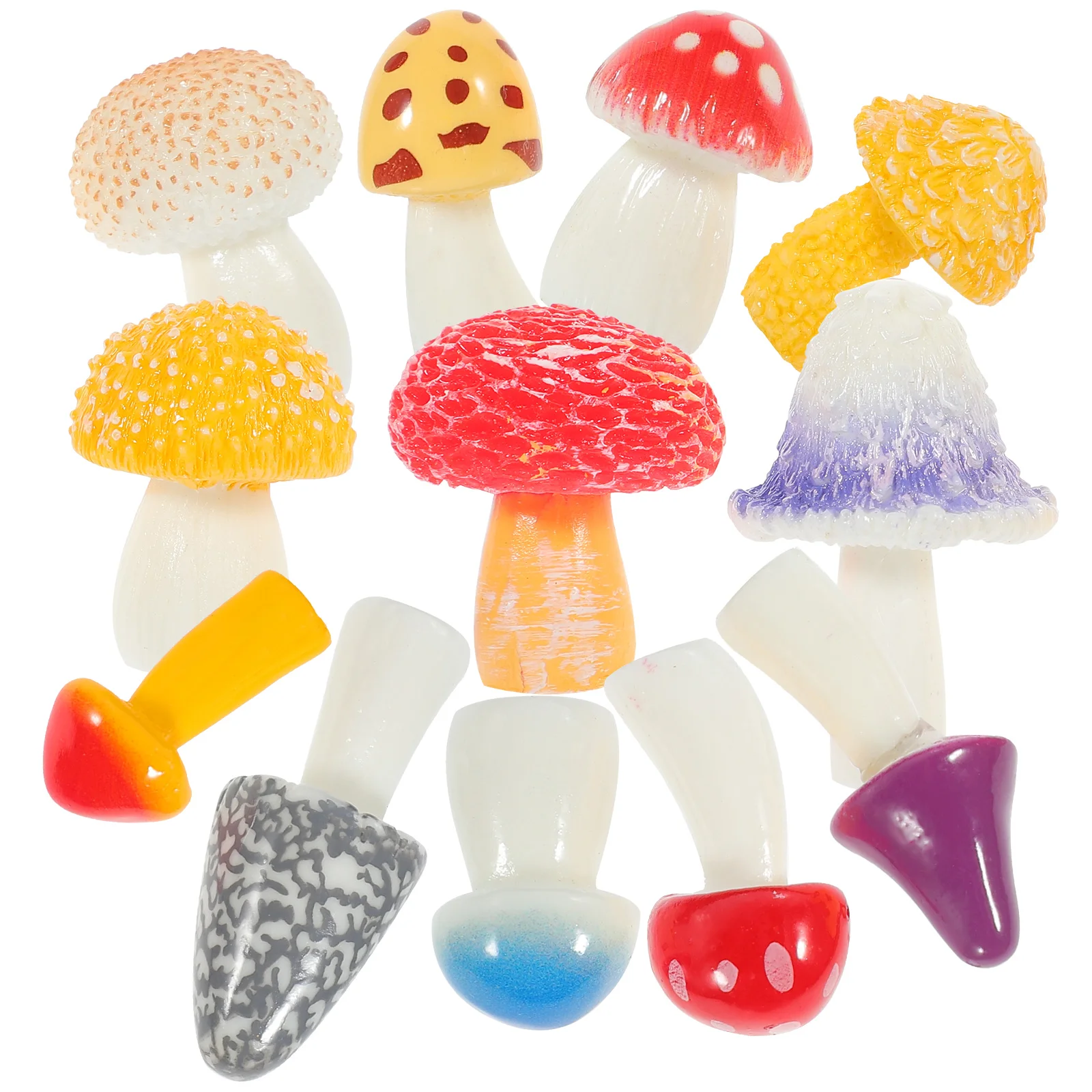 

12 Pcs Micro Landscape Mushroom Statues House Decorations for Home Small Shelf Resin Garden Ornament