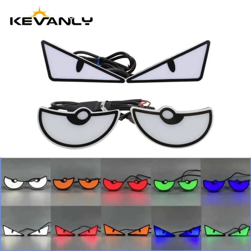 Motorcycle LED Triangle Half Circle Devil Eye Lights 1Pair Car Tail Decorative Lamp Mini Eagle Eye Lamp Exterior Accessories Motorcycle Led Lights Motorcycle Accessories Car Led Lights