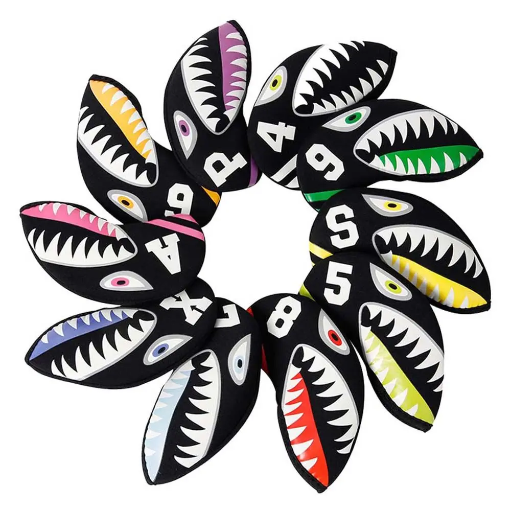 

Набор железных чехлов для гольфа, дизайн акулы, оборудование для тренировок по гольфу, чехол для гольф-клуба, железные головные уборы, головные уборы для гольфа, чехол для Головы Акулы