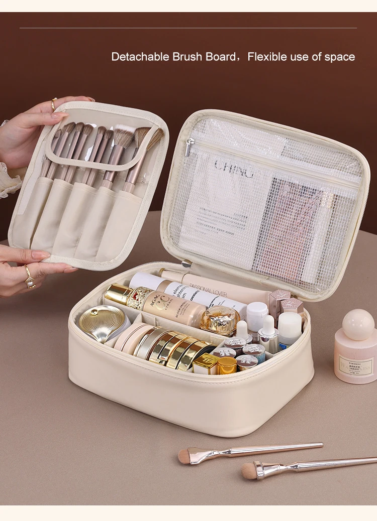 PU Leather Waterproof Cosmetic Bag with Compartments – Large Capacity Makeup Organizer ... - SKU CSB16889 - UGI Packaging