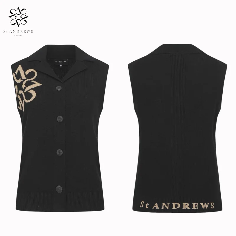 ST ANDREWS 2024 Autumn New Women's Golf Clothing Button Rabbit Velvet Knitted High Elastic Outer Vest 3