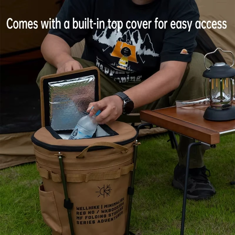 Outdoor camping fresh-keeping bucket, foldable ice bucket, portable storage box, insulated refrigerated bag, picnic bag