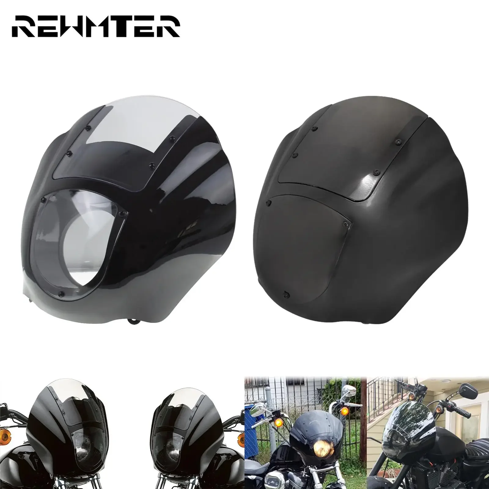 

Motorcycle Black Quarter Fairing Windshield Windscreen Headlight Fairing Mask Cowl For Harley Dyna FXR Sportster XL 1200 883