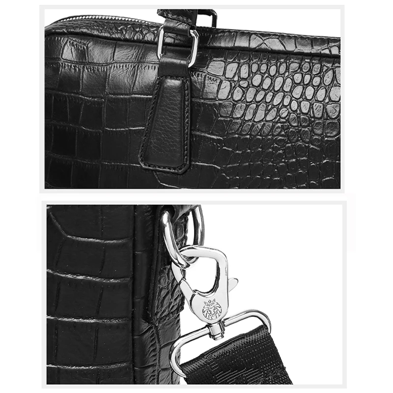 SCHLATUM Genuine Leather Crocodile Grain Briefcases Hard For Men 15.6 Inch Laptop Briefcase Bags Computer Bag Luxury Handbags 5