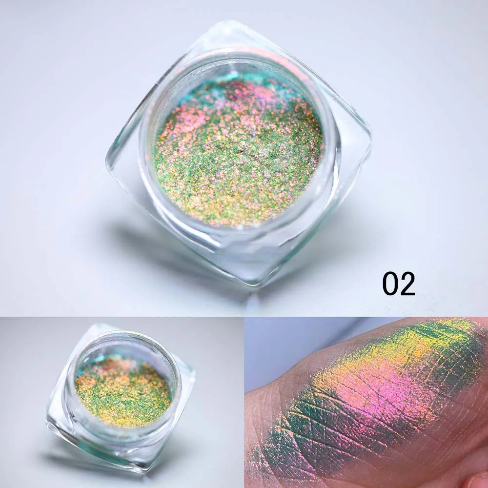 Chameleon Aurora Chrome Nail Powder 6-Color Mica Pigment Suit For Eyeshadow Nail Gel Makeup Party Festival Powder 6Jar/Set nail powder nail pigment mica powder nail powder set color shift pigment powder reflective powder