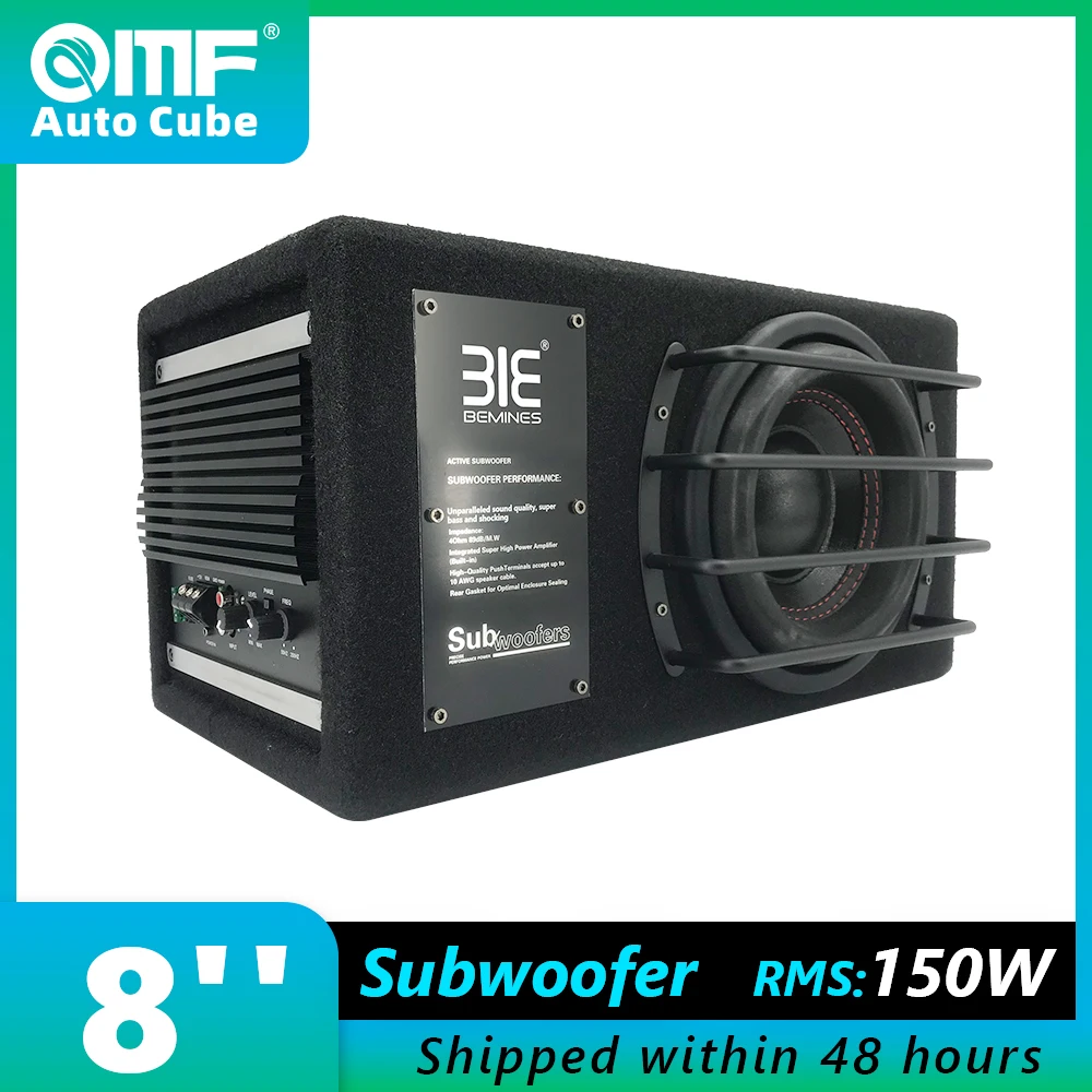 

Auto Cube 8inch Active Powered Subwoofer 150W Stereo Car Enclosed Subwoofer Build in Amplifier 80ZLⅠ Audio System Universal Fit