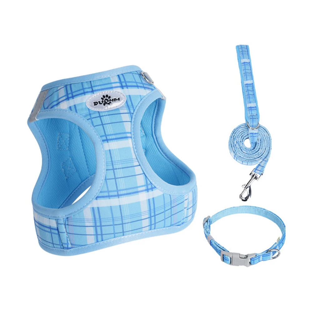 Adjustable Plaid Pet Leash And Collar Set For Cats And Dogs_voghion.com