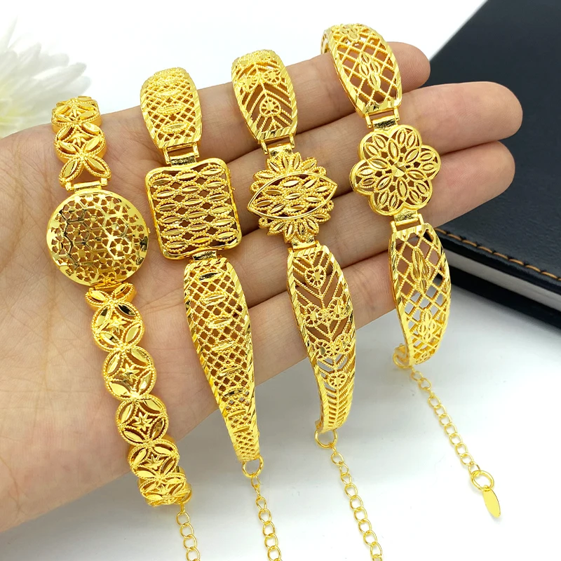 ANIID 24k Gold Plated Tassel Bracelets for Women Link Chains