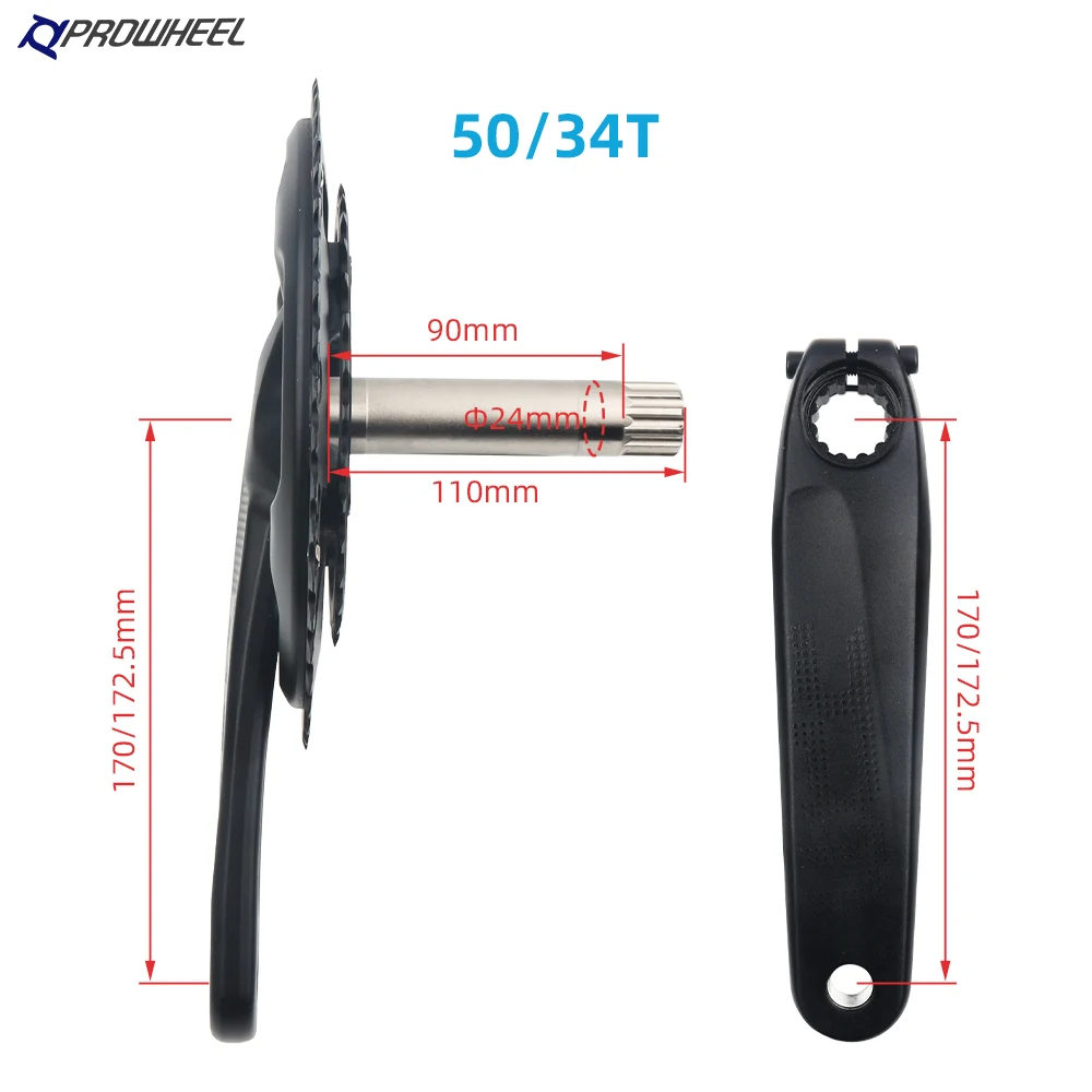 Pédalier Vélo Pliable Direct Mount - Plateaux 40T/46T/50T - Bras 165/170/175mm - Inclut Boîtier De Pédalier