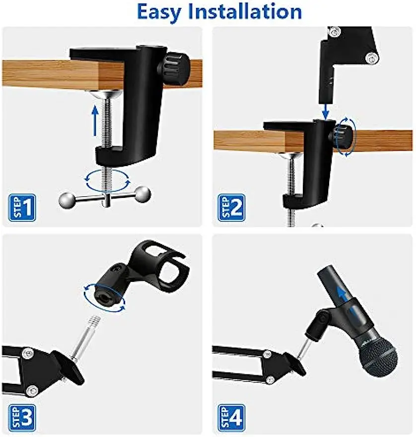 Adjustable Microphone Desk Stand for HyperX Mic Boom Arm Stand for Broadcasting Recording Voice-Over Sound Studio Stages