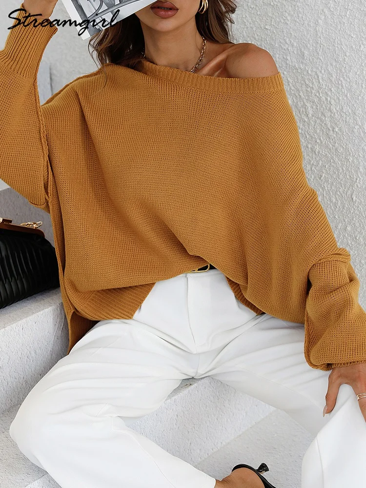 Dames gebreide ronde hals effen pullover truien chic casual grafische vintage winter herfst trui lange mouwen kant split tuniek tops, Groen, L