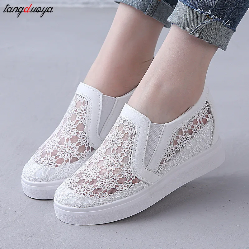Lace Women Shoes 2023 Spring Summer Wedges Shoes for Women Black White