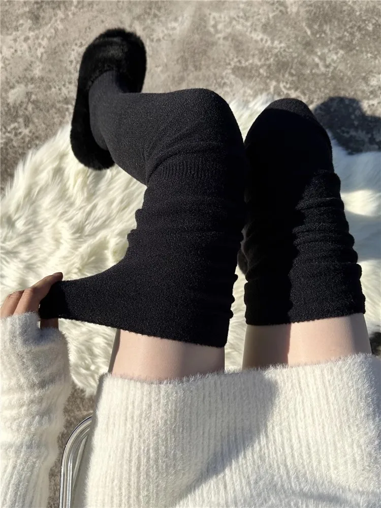 Calze Alte Invernali Donna - Scaldamuscoli Sopra Il Ginocchio 75cm In Fibra Acrilica - Foto 10