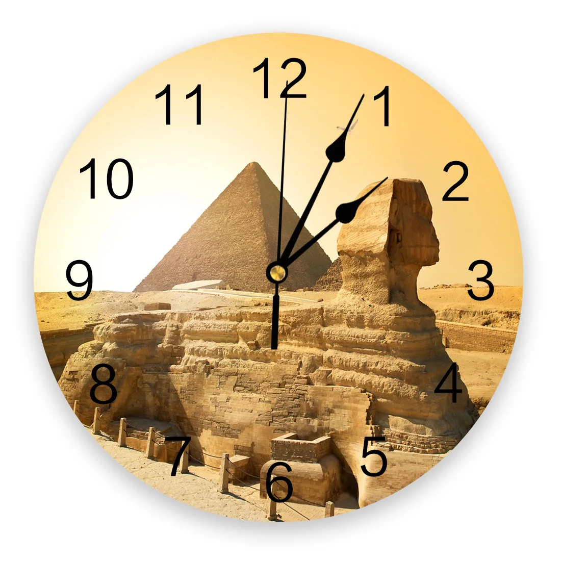 PyramidAncientEgyptAfricaYellowLargeWallClockDinningRestaurant